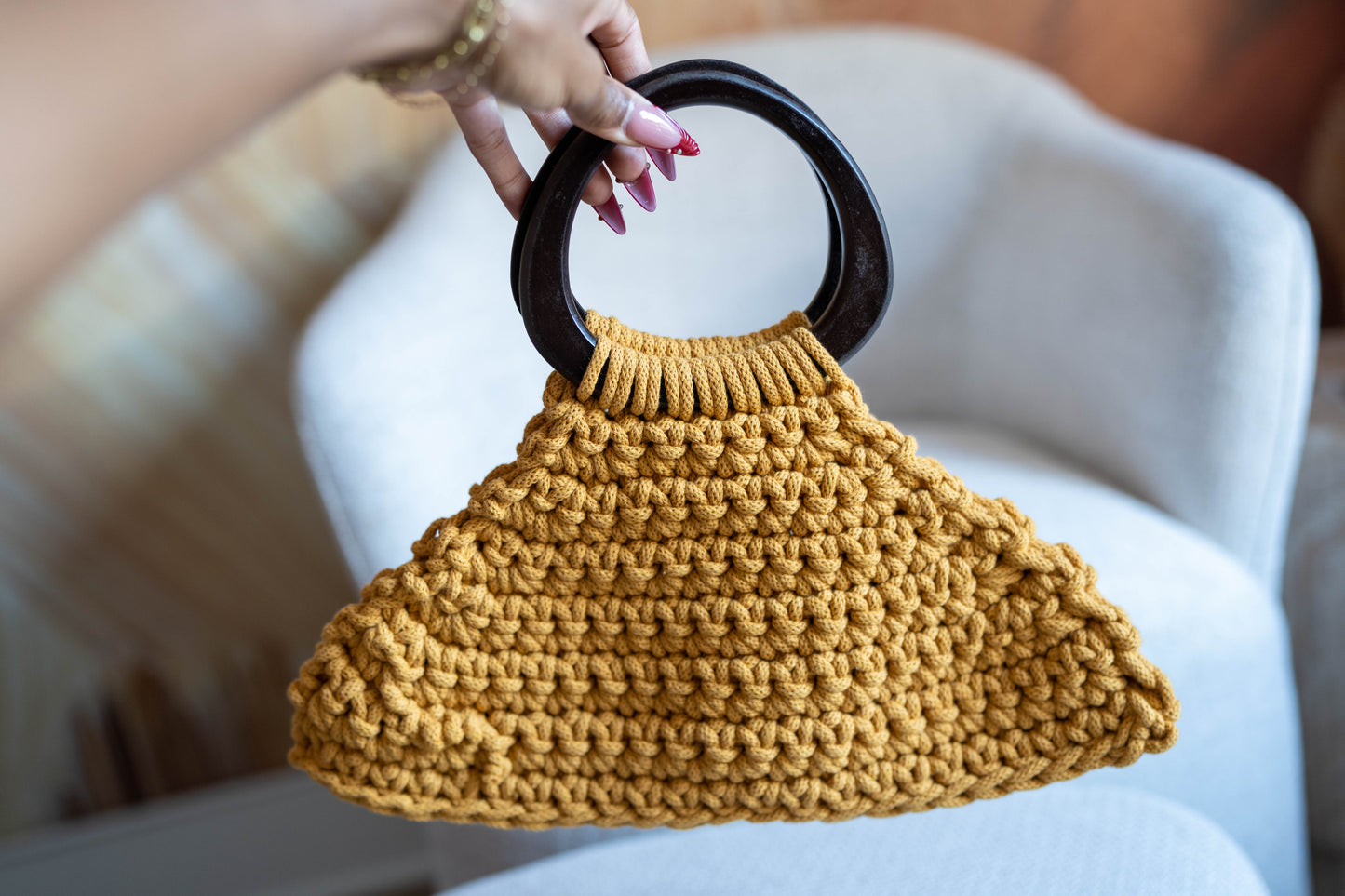Mini Crochet Handle Bag – Sand