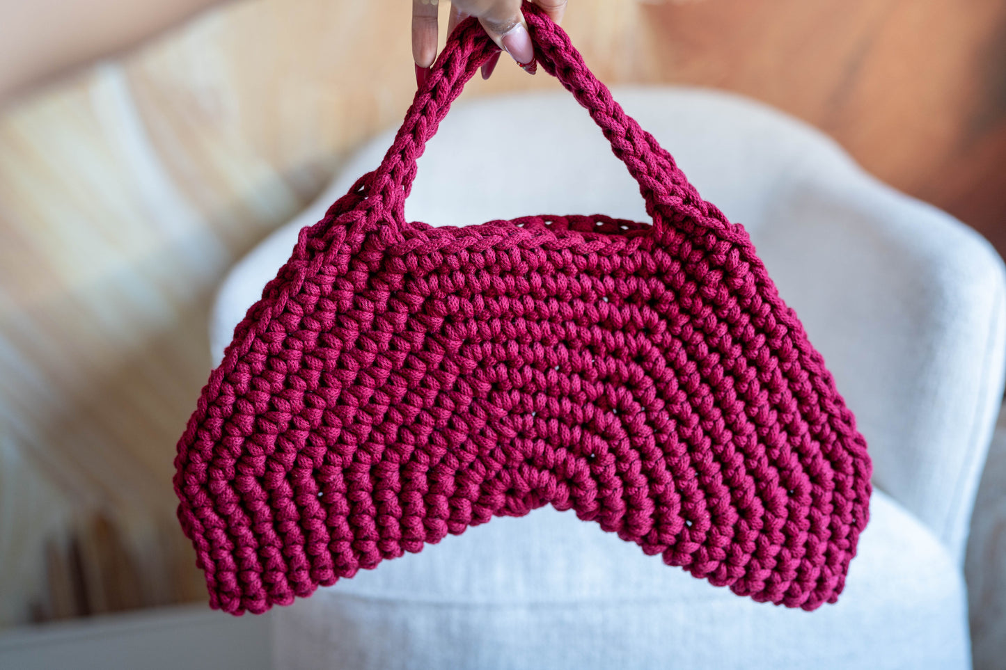 Magenta Arc Handheld Bag
