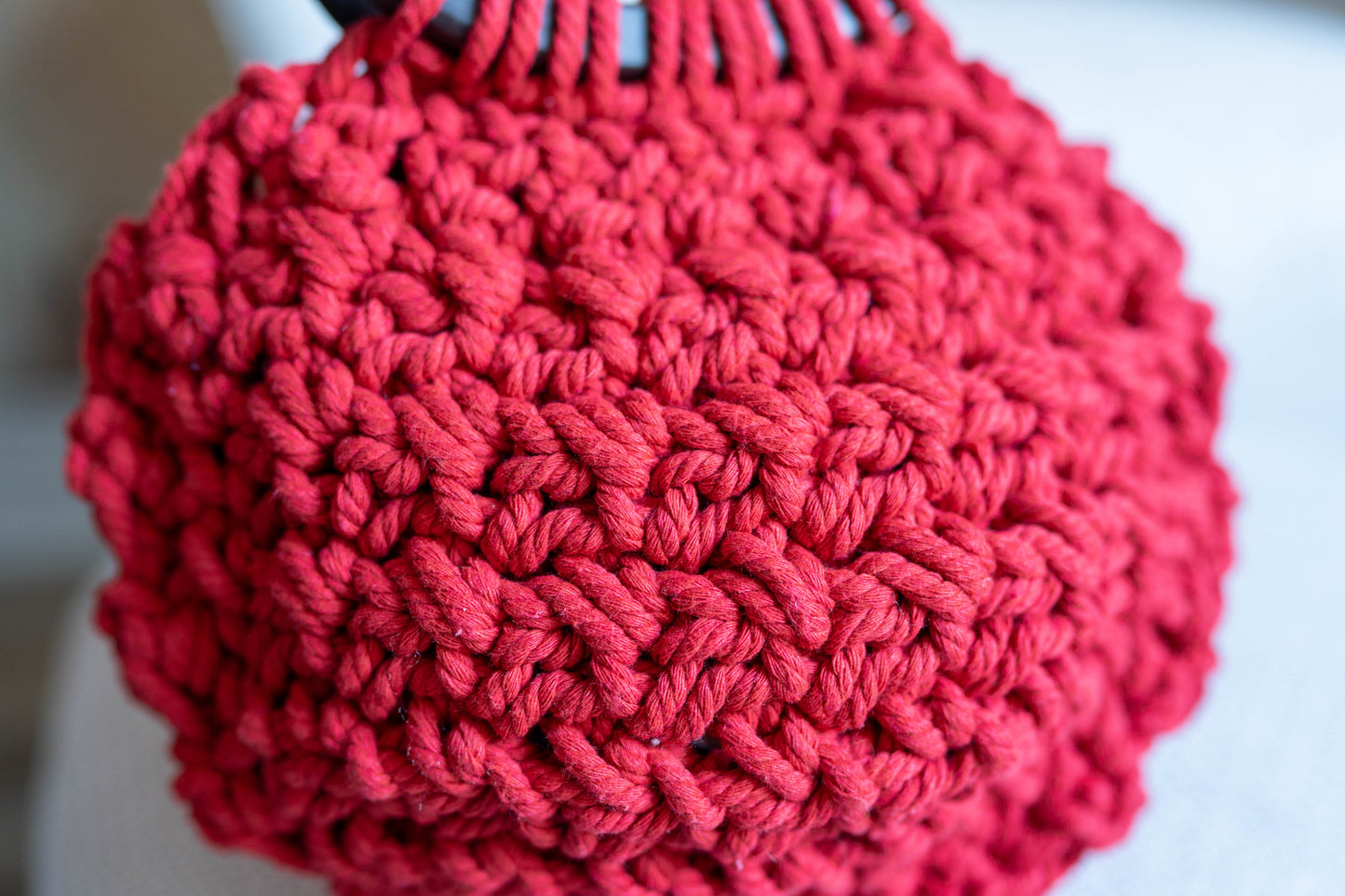 Mini Crochet Ring Handle Bag — Cherry Red